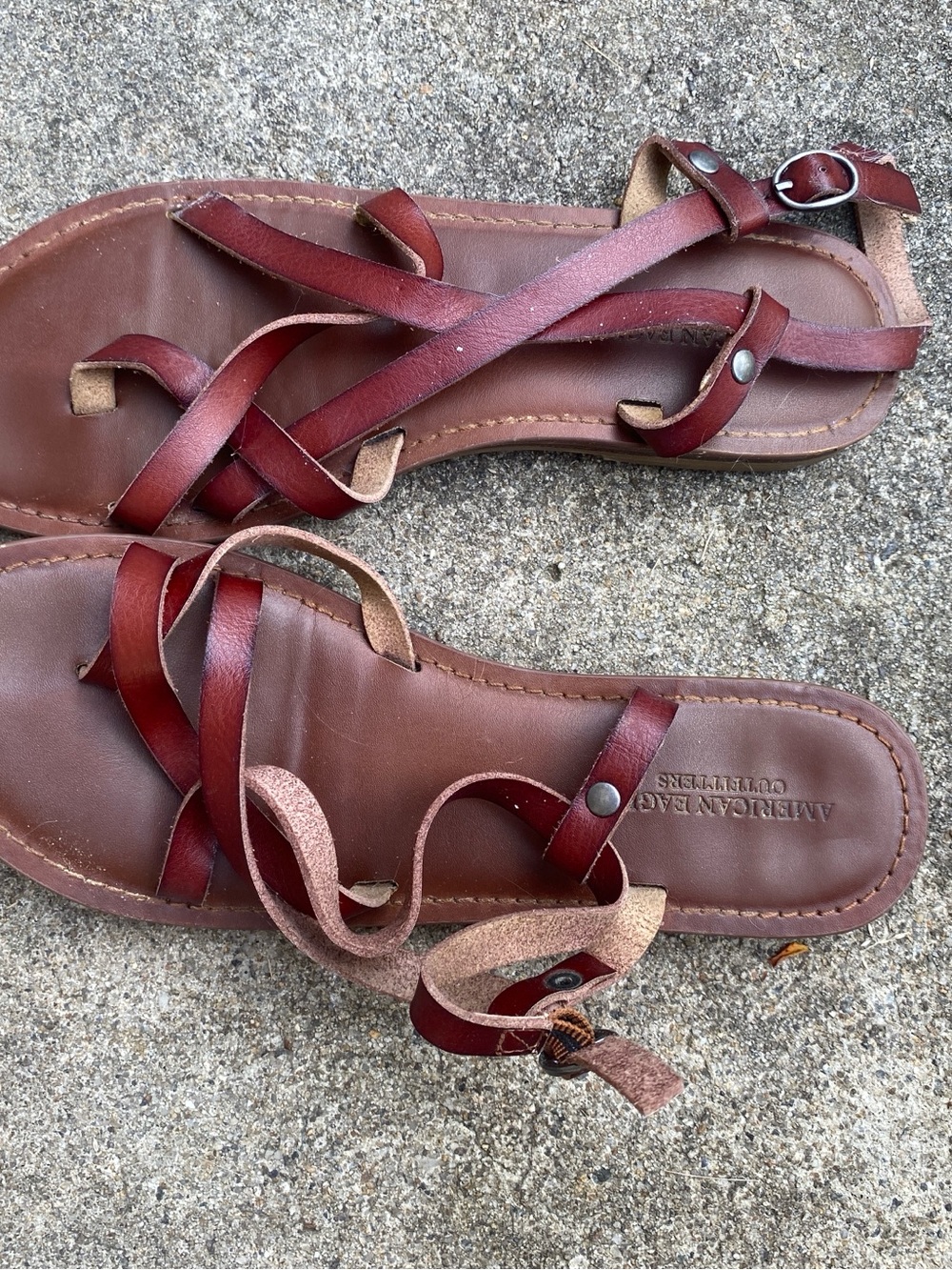 American Eagle Outfitters Brown Leather Strappy Sandals Size 7